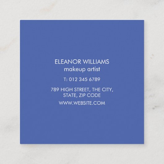 Modern blauw en wit aquarel strepen vierkant vierkante visitekaartje (Achterkant)