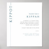 Modern blauw en wit Bar Mitzvah Kippah Teken Poster (Voorkant)