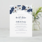 Modern blauw en wit bloemig Vrijgezellenfeest Kaart (Staand voorkant)