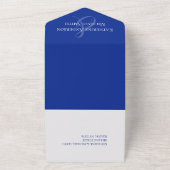 Modern blauw en wit bruiloft- all in one uitnodiging (Buitenkant)
