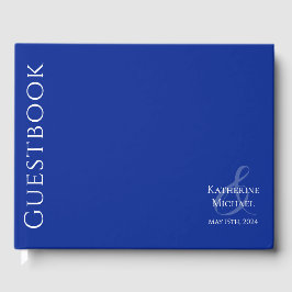 Modern blauw en wit-bruiloft gastenboek