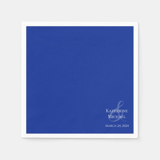 Modern blauw en wit-bruiloft- servet (Voorkant)