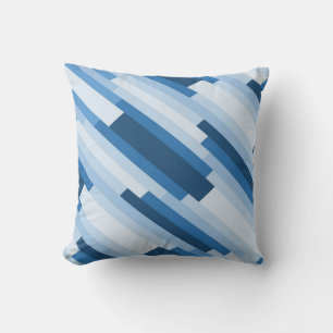 Modern blauw en wit diagonaal geometrisch patroon kussen