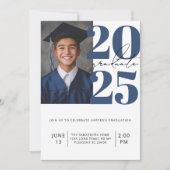 Modern blauw en wit foto Afstuderen klasse van 202 Kaart (Voorkant)