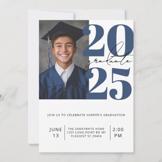 Modern blauw en wit foto Afstuderen klasse van 202 Kaart (Voorkant)