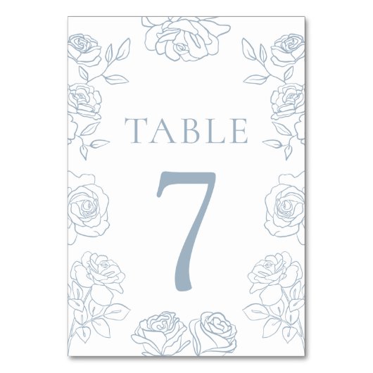 Modern blauw en wit Franse Rozen bruiloft Kaart (Voorkant)