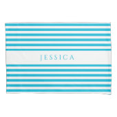 Modern blauw en wit gestreept kussensloop (Voorkant)