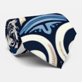 Modern Blauw en wit Grieks Meander patroon Stropdas (Opgerold)