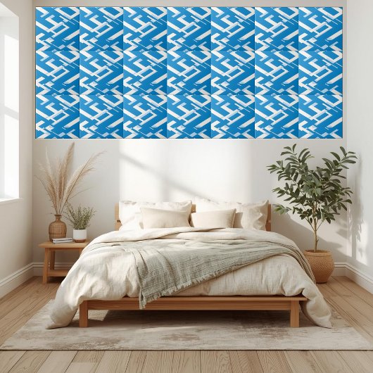 Modern blauw en wit Grieks patroon ontwerp Tegeltje