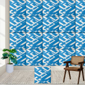 Modern blauw en wit Grieks patroon ontwerp Tegeltje