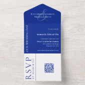 Modern Blauw en Wit Huwelijk-QR code- All In One Uitnodiging (Binnen)