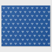 Modern blauw en wit Joods menorah patroon Cadeaupapier (Vlak)