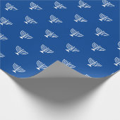 Modern blauw en wit Joods menorah patroon Cadeaupapier (Hoek)