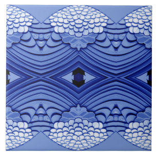 Modern blauw en wit klassiek patroon tegeltje