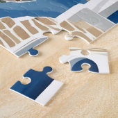 Modern Blauw en Wit Kuststeeg Puzzel (Zijkant)