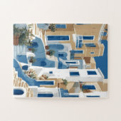 Modern Blauw en Wit Kuststeeg Puzzel (Horizontaal)