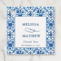 Modern blauw en wit Mediterraan huwelijk