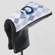 Modern Blauw en Wit Patroon Initieel Monogram