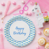 Modern blauw en wit polka-punt papieren bordje (Feest)