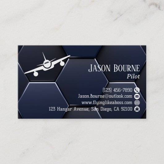 Modern blauw en wit professionele QR-code, luchtva Visitekaartje (Voorkant)