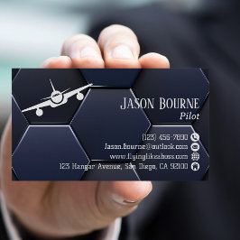 Modern blauw en wit professionele QR-code, luchtva Visitekaartje