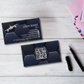 Modern blauw en wit professionele QR-code, luchtva Visitekaartje