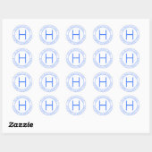 Modern blauw en wit retouradres ronde sticker (Vel)