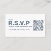 Modern blauw en wit RSVP QR Code Trouwen Informatiekaartje (Voorkant)