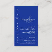 Modern Blauw en Wit-Save de datum- Visitekaartje (Voorkant)