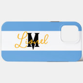 modern blauw en wit streep Aangepaste monogram Case-Mate iPhone Case (Achterkant (horizontaal))