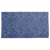 Modern Blauw en Wit Wave Swirl Patroon Kussensloop (Voorkant-Rechts)