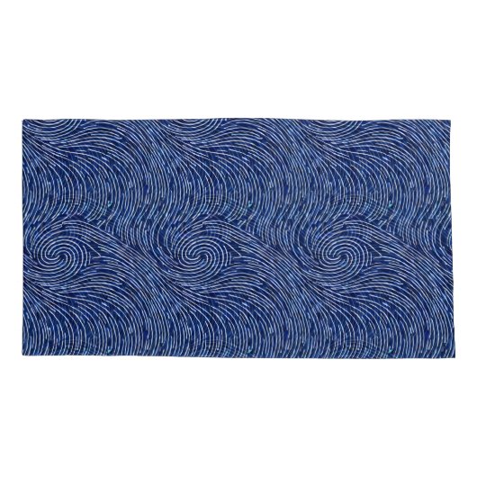 Modern Blauw en Wit Wave Swirl Patroon Kussensloop (Achterkant-Links)