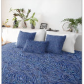 Modern Blauw en Wit Wave Swirl Patroon Kussensloop