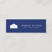 Modern Blauw en Witte Huis Makelaar Mini Visitekaartje (Voorkant)