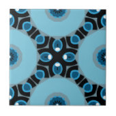 Modern blauw en zwart geometrisch patroon tegeltje (Voorkant)