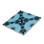 Modern blauw en zwart geometrisch patroon tegeltje (Zijkant)
