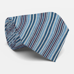 Modern blauw Faux Denim Gestreept Patroon Stropdas