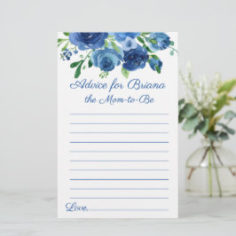 Modern blauw floraal advies Baby shower spel