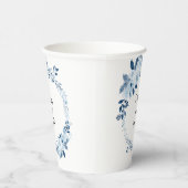 Modern Blauw Frans Bloemen Trouwpapier cup Papieren Bekers (Rechts)