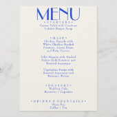 Modern Blauw Frans Retro Whimsical Bruiloft Menu (Voorkant)