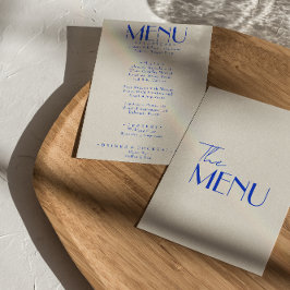 Modern Blauw Frans Retro Whimsical Bruiloft Menu