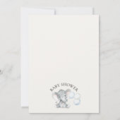 Modern Blauw Geel Bloemen Olifant Baby shower Kaart (Achterkant)