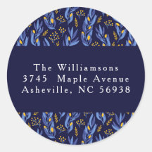 Modern Blauw Geel Chanoeka Bloemen Retouradres