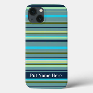 Modern Blauw Geel Groen Strepen Abstract Case-Mate iPhone Case