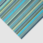 Modern Blauw Geel Groen Strepen Elegant Tissuepapier (Detail)