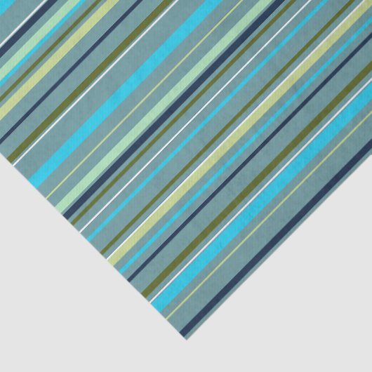 Modern Blauw Geel Groen Strepen Elegant Tissuepapier (Detail)