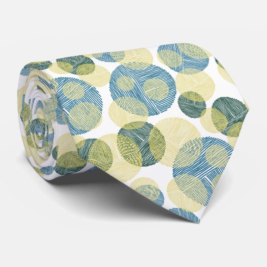 Modern blauw geel polks stip Abstract patroon Stropdas (Opgerold)