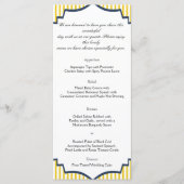 Modern Blauw Geel Streep Bruiloft Menu (Voorkant)