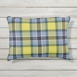 Modern Blauw & Geel Tartan Plaid Patroon Buitenkussen