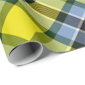 Modern Blauw & Geel Tartan Plaid Patroon Cadeaupapier (Rol Hoek)